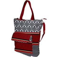 Background Damask Red Black Shoulder Tote Bag