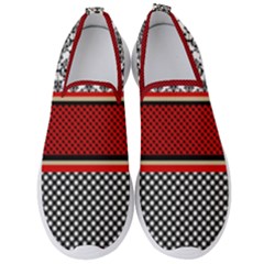 Background Damask Red Black Men s Slip On Sneakers by Pakrebo