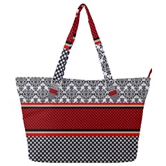 Background Damask Red Black Full Print Shoulder Bag