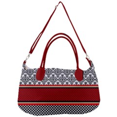 Background Damask Red Black Removal Strap Handbag