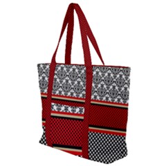 Background Damask Red Black Zip Up Canvas Bag by Pakrebo