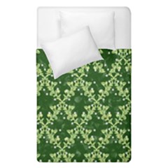 White Flowers Green Damask Duvet Cover Double Side (single Size) by Pakrebo