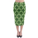 White Flowers Green Damask Midi Pencil Skirt View1