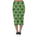 White Flowers Green Damask Midi Pencil Skirt View2