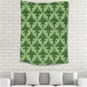 White Flowers Green Damask Medium Tapestry View2