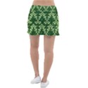 White Flowers Green Damask Tennis Skirt View2