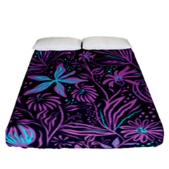 Stamping Pattern Leaves Drawing Fitted Sheet (queen Size) by Pakrebo