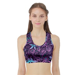 Stamping Pattern Leaves Drawing Sports Bra With Border by Pakrebo