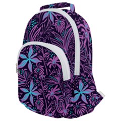 Stamping Pattern Leaves Drawing Rounded Multi Pocket Backpack