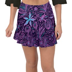 Stamping Pattern Leaves Drawing Fishtail Mini Chiffon Skirt