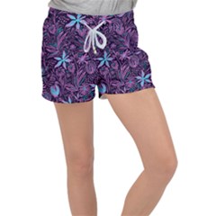 Stamping Pattern Leaves Drawing Women s Velour Lounge Shorts