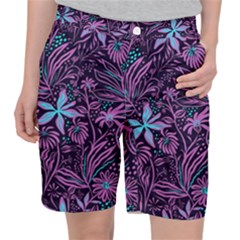 Stamping Pattern Leaves Drawing Pocket Shorts