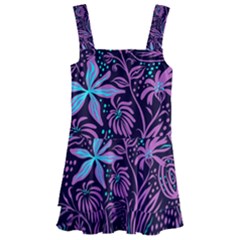 Stamping Pattern Leaves Drawing Kids  Layered Skirt Swimsuit