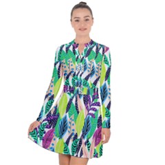 Leaves Drawing Pattern Nature Long Sleeve Panel Dress