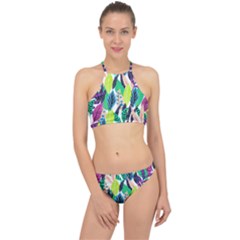 Leaves Drawing Pattern Nature Racer Front Bikini Set