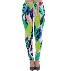 Leaves Drawing Pattern Nature Lightweight Velour Leggings