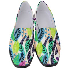 Leaves Drawing Pattern Nature Women s Classic Loafer Heels