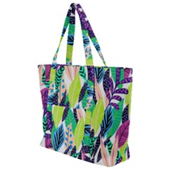 Leaves Drawing Pattern Nature Zip Up Canvas Bag