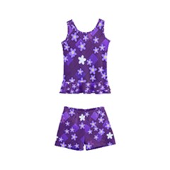 Textile Cross Pattern Square Kids  Boyleg Swimsuit