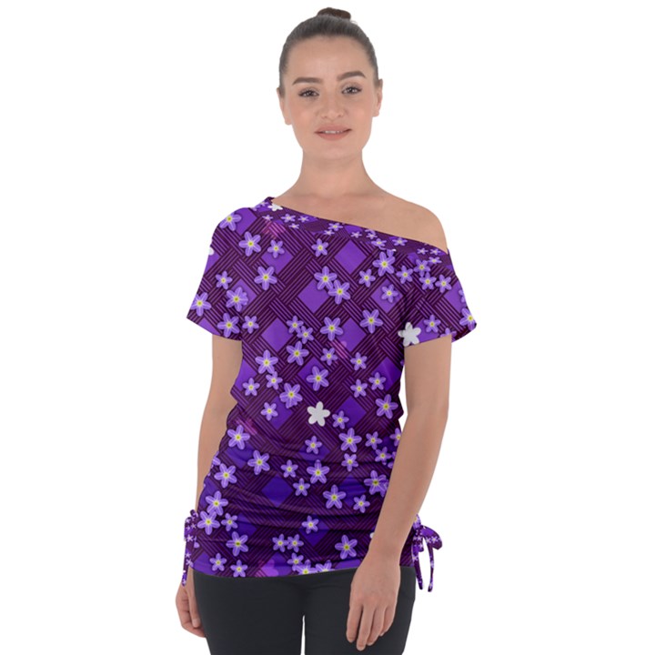 Textile Cross Pattern Square Tie-Up Tee