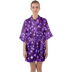 Textile Cross Pattern Square Quarter Sleeve Kimono Robe by Pakrebo