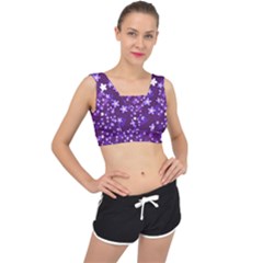 Textile Cross Pattern Square V-back Sports Bra