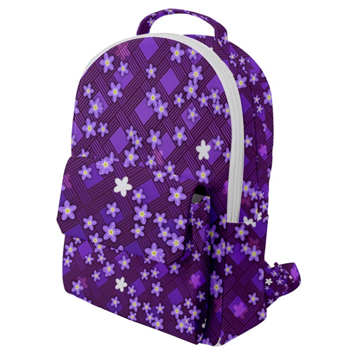 Textile Cross Pattern Square Flap Pocket Backpack (Small)