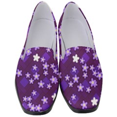 Textile Cross Pattern Square Women s Classic Loafer Heels