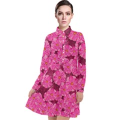 Cherry Blossoms Floral Design Long Sleeve Chiffon Shirt Dress