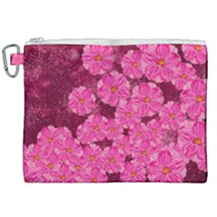 Cherry Blossoms Floral Design Canvas Cosmetic Bag (xxl) by Pakrebo