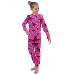 Cherry Blossoms Floral Design Kids  Long Sleeve Set 