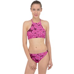 Cherry Blossoms Floral Design Racer Front Bikini Set