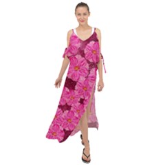 Cherry Blossoms Floral Design Maxi Chiffon Cover Up Dress