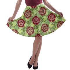 Seamless Pattern Leaf The Pentagon A-line Skater Skirt by Pakrebo