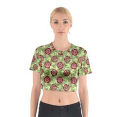 Seamless Pattern Leaf The Pentagon Cotton Crop Top by Pakrebo