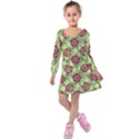 Seamless Pattern Leaf The Pentagon Kids  Long Sleeve Velvet Dress View1