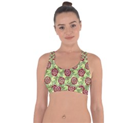 Seamless Pattern Leaf The Pentagon Cross String Back Sports Bra by Pakrebo