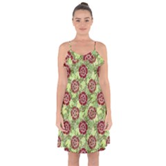 Seamless Pattern Leaf The Pentagon Ruffle Detail Chiffon Dress by Pakrebo