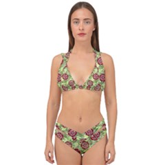 Seamless Pattern Leaf The Pentagon Double Strap Halter Bikini Set