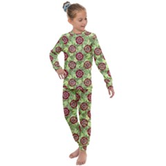 Seamless Pattern Leaf The Pentagon Kids  Long Sleeve Set  by Pakrebo