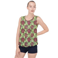 Seamless Pattern Leaf The Pentagon Bubble Hem Chiffon Tank Top