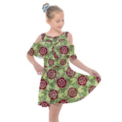 Seamless Pattern Leaf The Pentagon Kids  Shoulder Cutout Chiffon Dress by Pakrebo