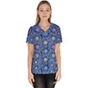 Floral Design Asia Seamless Pattern Women s V-Neck Scrub Top View1