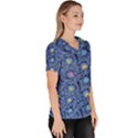 Floral Design Asia Seamless Pattern Women s V-Neck Scrub Top View3