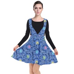 Floral Design Asia Seamless Pattern Plunge Pinafore Dress