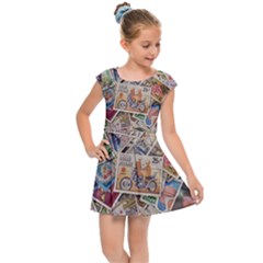 Wallpaper Background Stamps Kids  Cap Sleeve Dress