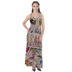 Wallpaper Background Stamps Sleeveless Velour Maxi Dress