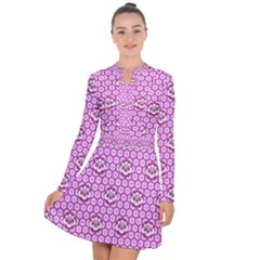 Paulownia Flowers Japanese Style Long Sleeve Panel Dress by Pakrebo