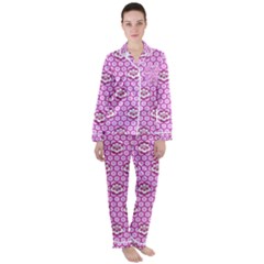 Paulownia Flowers Japanese Style Satin Long Sleeve Pyjamas Set