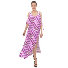 Paulownia Flowers Japanese Style Maxi Chiffon Cover Up Dress